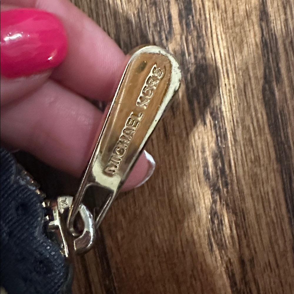 Michael Kors Navy Blue Cosmetic Bag with Gold Accents - Picture 3 of 8